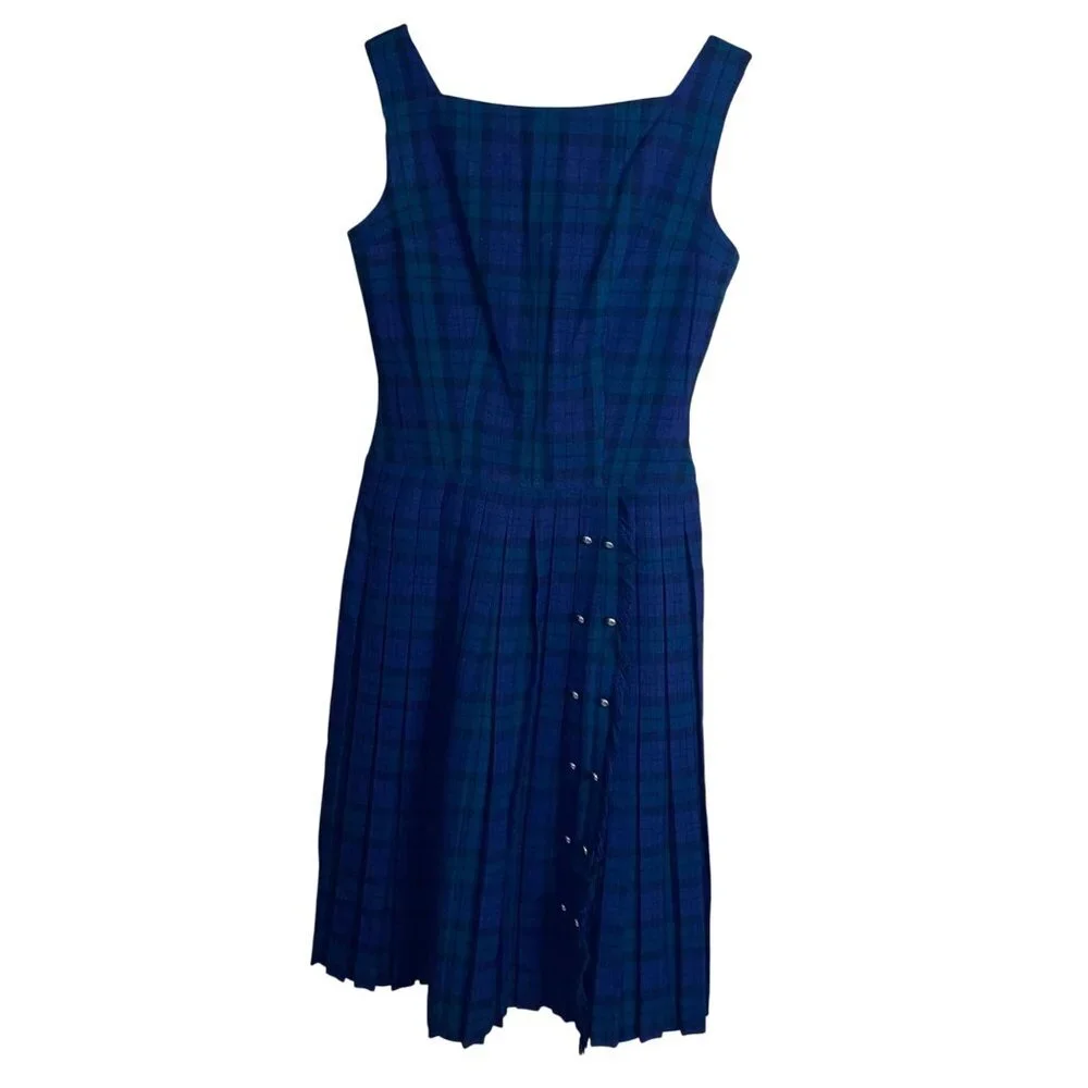 Ilene Ricky Vintage Womens Dress Size 7 Blue Plaid Metal Zipper Casual - Picture 1 of 12